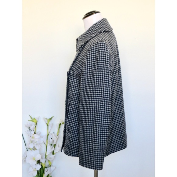 NEW! Lauren Ralph Lauren 100%  Wool Double Breasted Houndstooth Pea Coat Gray 8 - Picture 4 of 8
